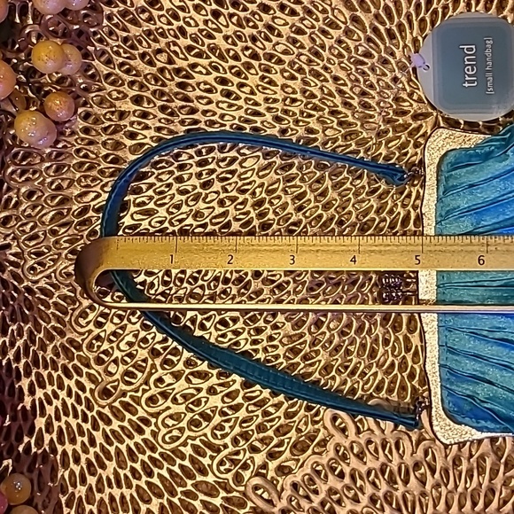 Mini Turquoise & Sequins Dressy Bag by Trend 5.5" by 7" - Picture 7 of 11